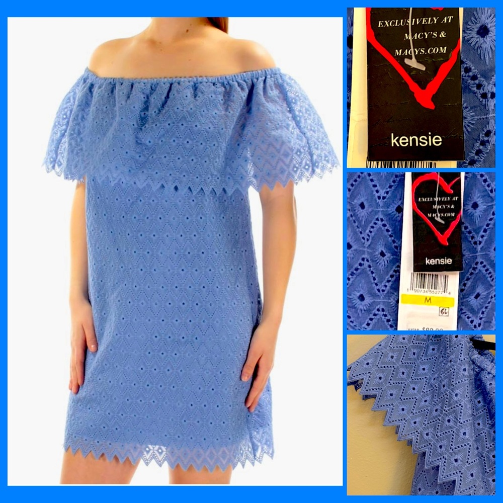 Kensie Blue Eyelet Lace Dress